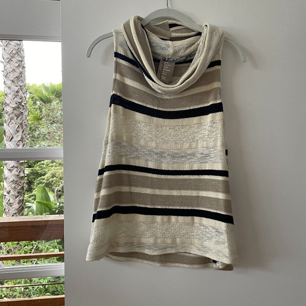 Anthro Dolan Left‎ Coast Collection Knit Cowl Neck, Sleeveless Stripe Sweater, S